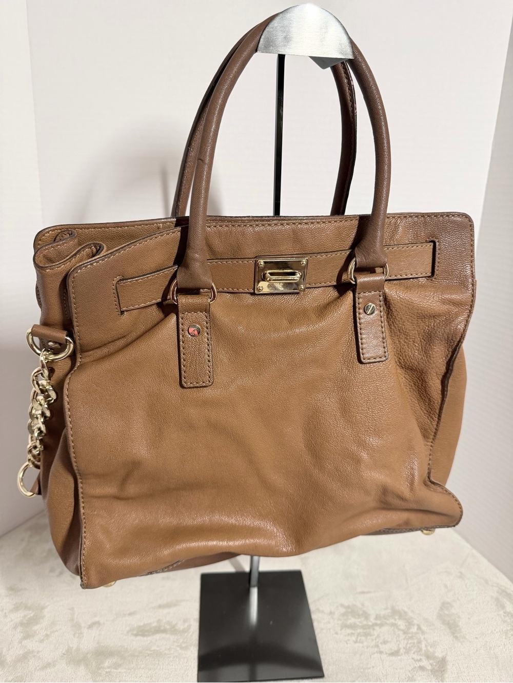 Michael Kors Tan Brown Leather Tote with Gold Hardware